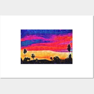Sunset In The Desert Posters and Art